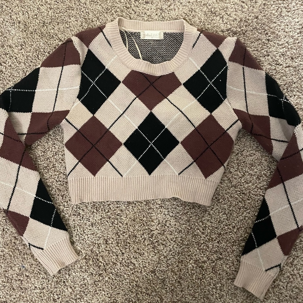Altar’D state cropped argyle sweater soft
